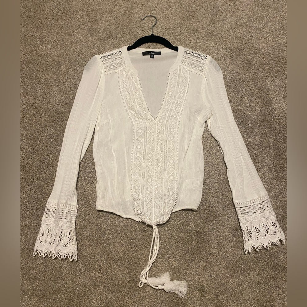Lulu’s White Gauze Eyelet Top